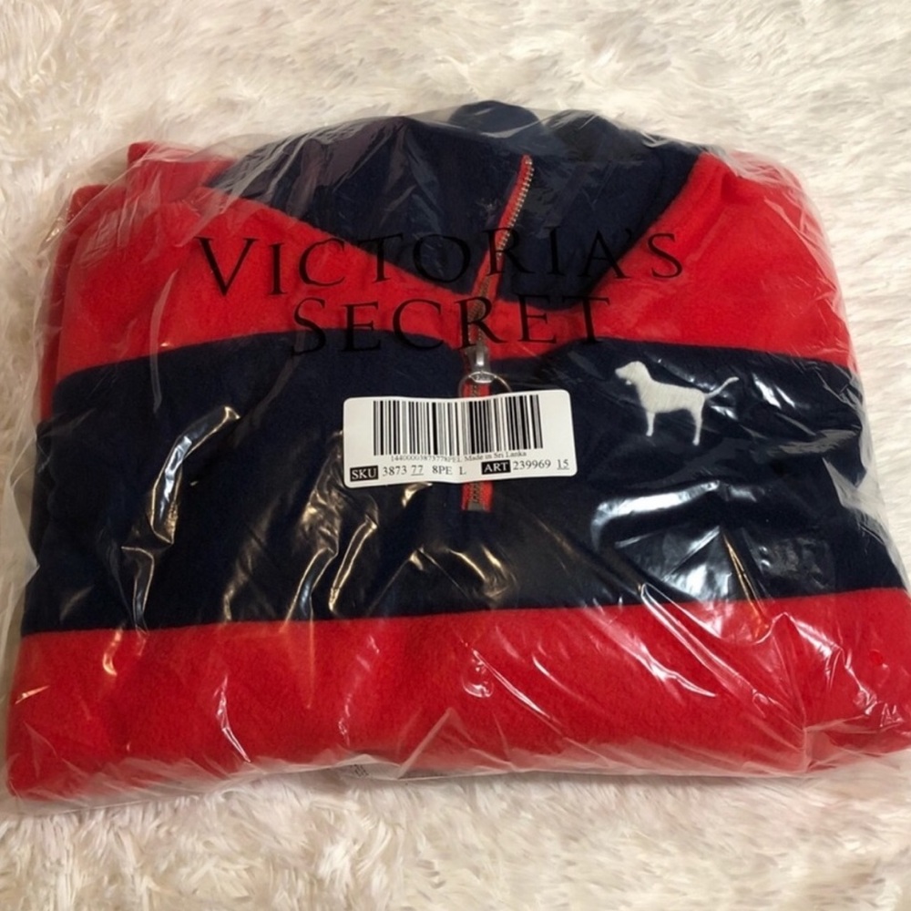 New VS pink polar fleece Quarter Zip - Picture 2 of 2